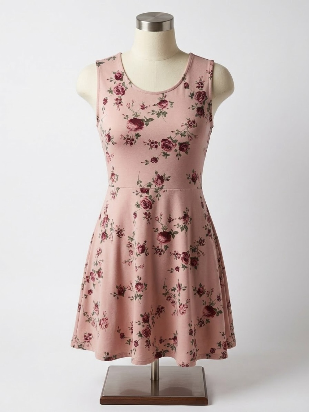 Knitworks Rose-Pink Floral Sleeveless Skater Dress